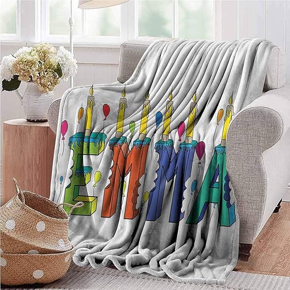 Amazon.com: Knit Blanket Emma, Popular Colorful Name Soft Light Weight