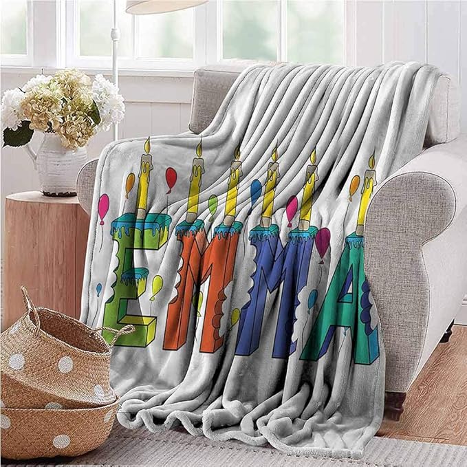 Amazon.com: Knit Blanket Emma, Popular Colorful Name Soft Light Weight