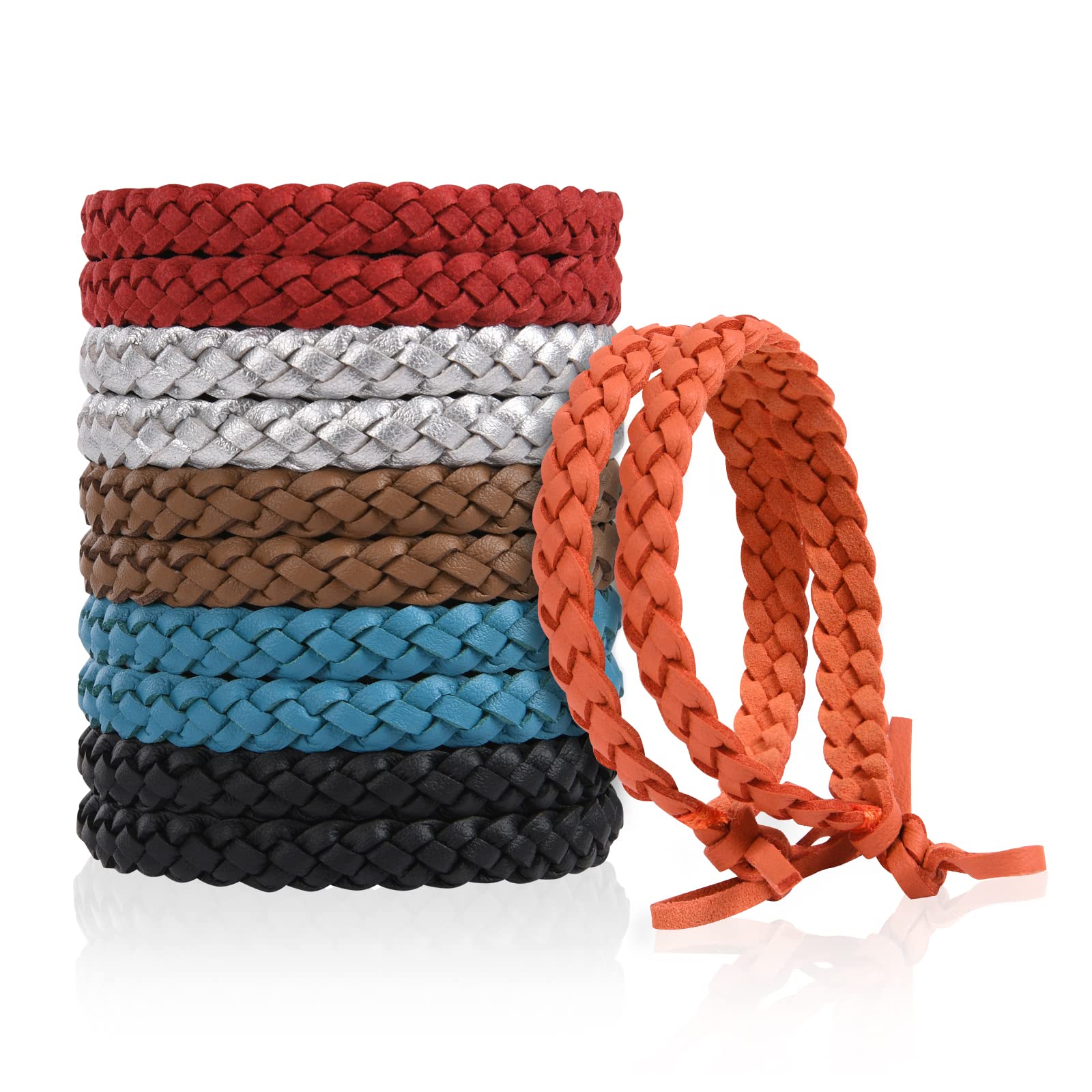 OSDUE 12 Pack Mosquito Repellent Bracelet, Waterproof Anti-Mosquito Wristbands, Adjustable Leather & EVA, DEET-Free Natural Wristbands for Adults, Kids & Babies, 300 Hour Insect Repellent Protection