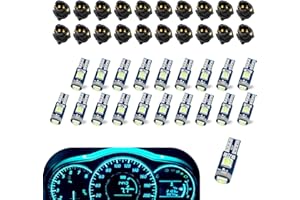 winterrock 20PCS 74 Led Bulb Dash Lights Super Bright, T5 37 74 Wedge LED Bulb with PC74 PC37 Twist Lock Socket, Auto Instrument Cluster Bulbs, Replacement Instrument Panel Gauge Light Kits (Ice Blue)