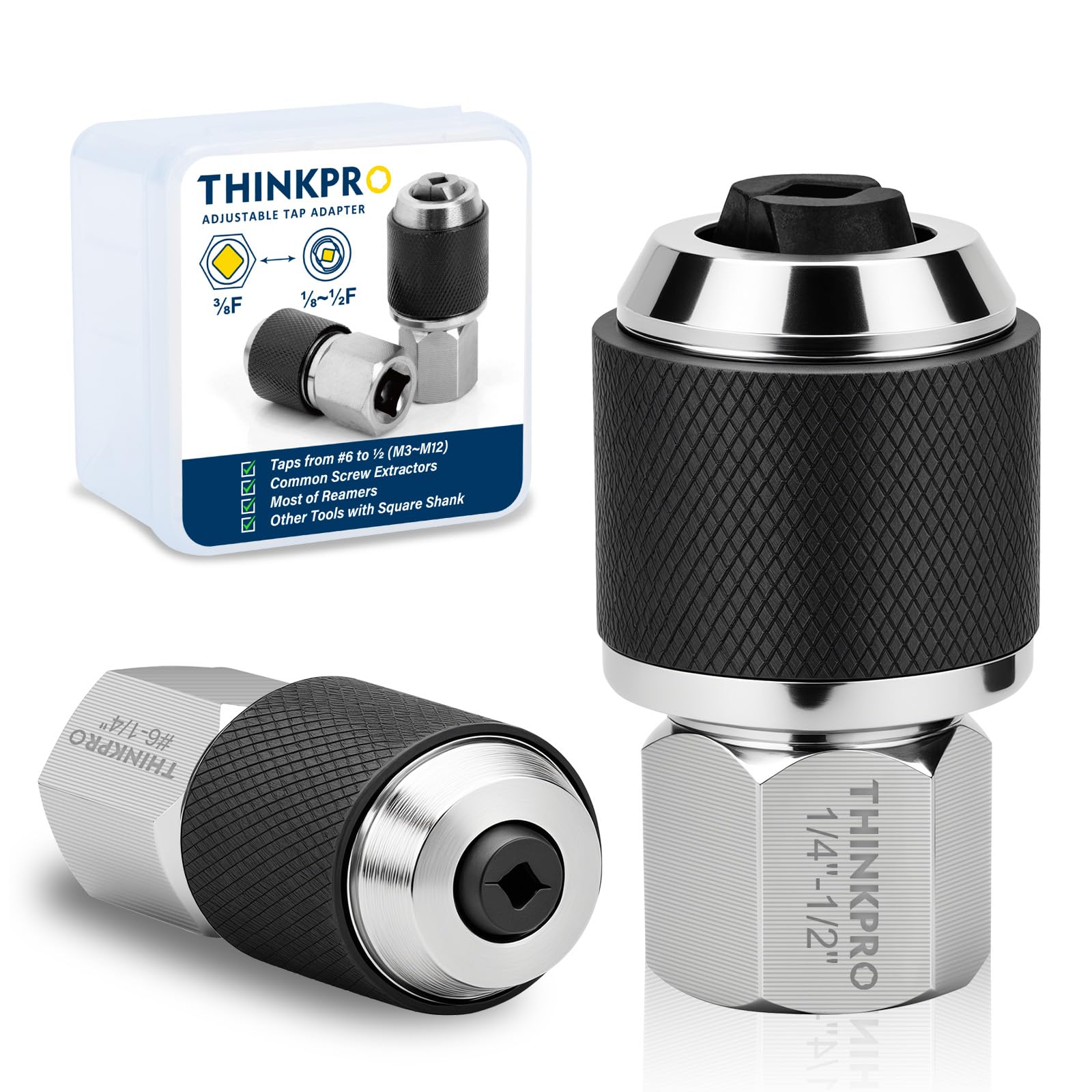 Photo 1 of **DAMAGE** Ratcheting Tap Socket with Adjustable Jaws, Hex Drive & 3/8" Drive Dual Drive, Tap Holder for Tight Spaces, Compatible with Taps, Reamers, Screw Extractors (#6-1/2")?,Cr-Mo Steel