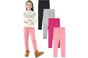 Resinta 4 Pack Girls Winter Warm Fleece Lined Leggings Thick Thermal Tights Pants Soft Stretchy Leggings