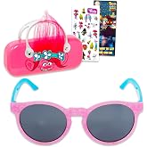 Trolls Sunglasses for Kids Set - Bundle with Pink Poppy Toddler Sunglasses with Glasses Case for Girls, Plus Stickers and Beach Kids Door Hanger | Trolls Accessories for Toddler Girls