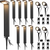 SUNVIE LED Low Voltage Landscape Lighting Kit Outdoor Waterproof Low Voltage Pathway Lights Wired with Spotlights 3000K Modern Outdoor Landscape Lights with Connectors for Path Yard Garden, 12 Pack