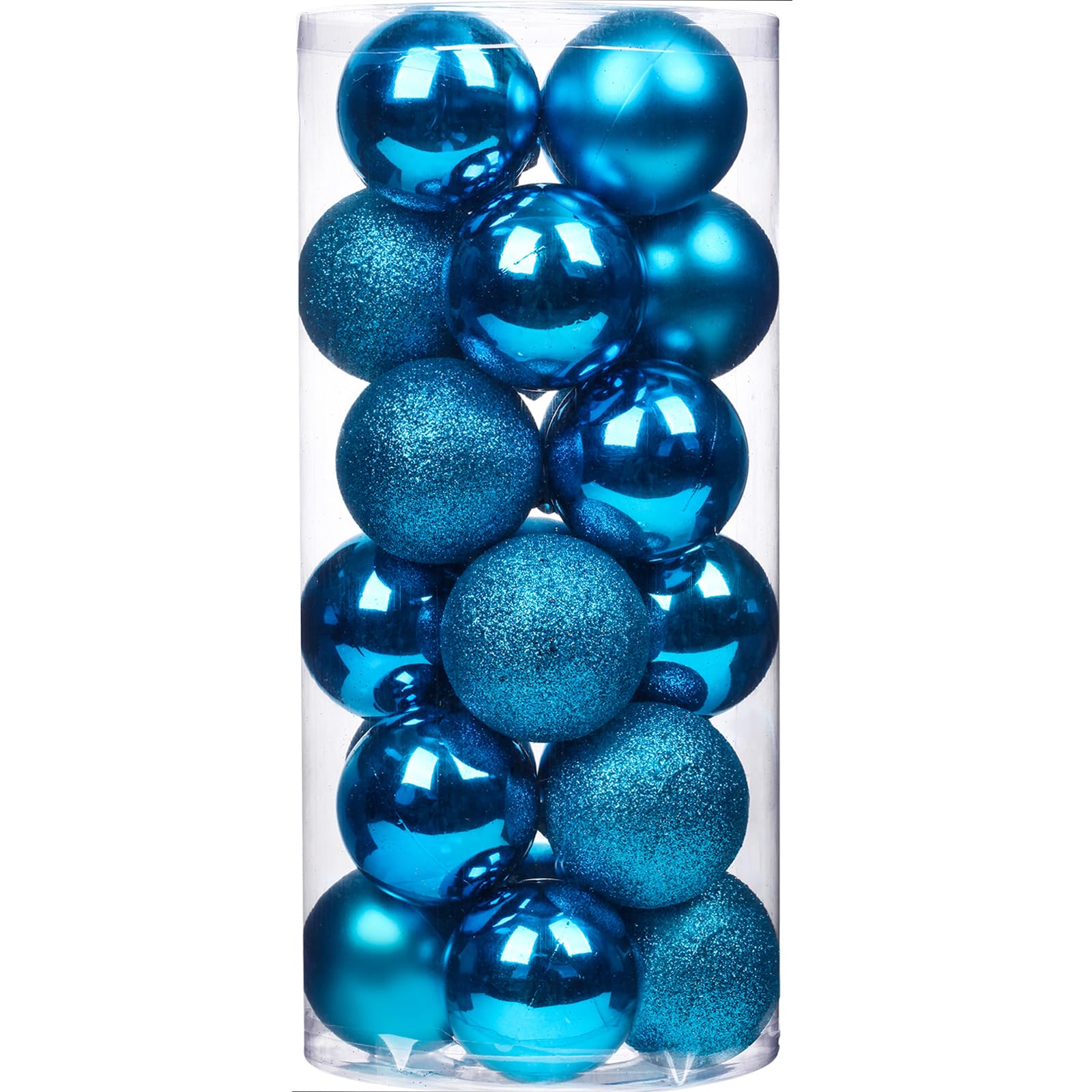 Emopeak 24Pcs Lake Blue Christmas Ornaments for Tree Decor, 1.2Inch Mini Christmas Balls Ornaments, Shatterproof Xmas Hanging Baubles for Holiday Wedding Party Decoration