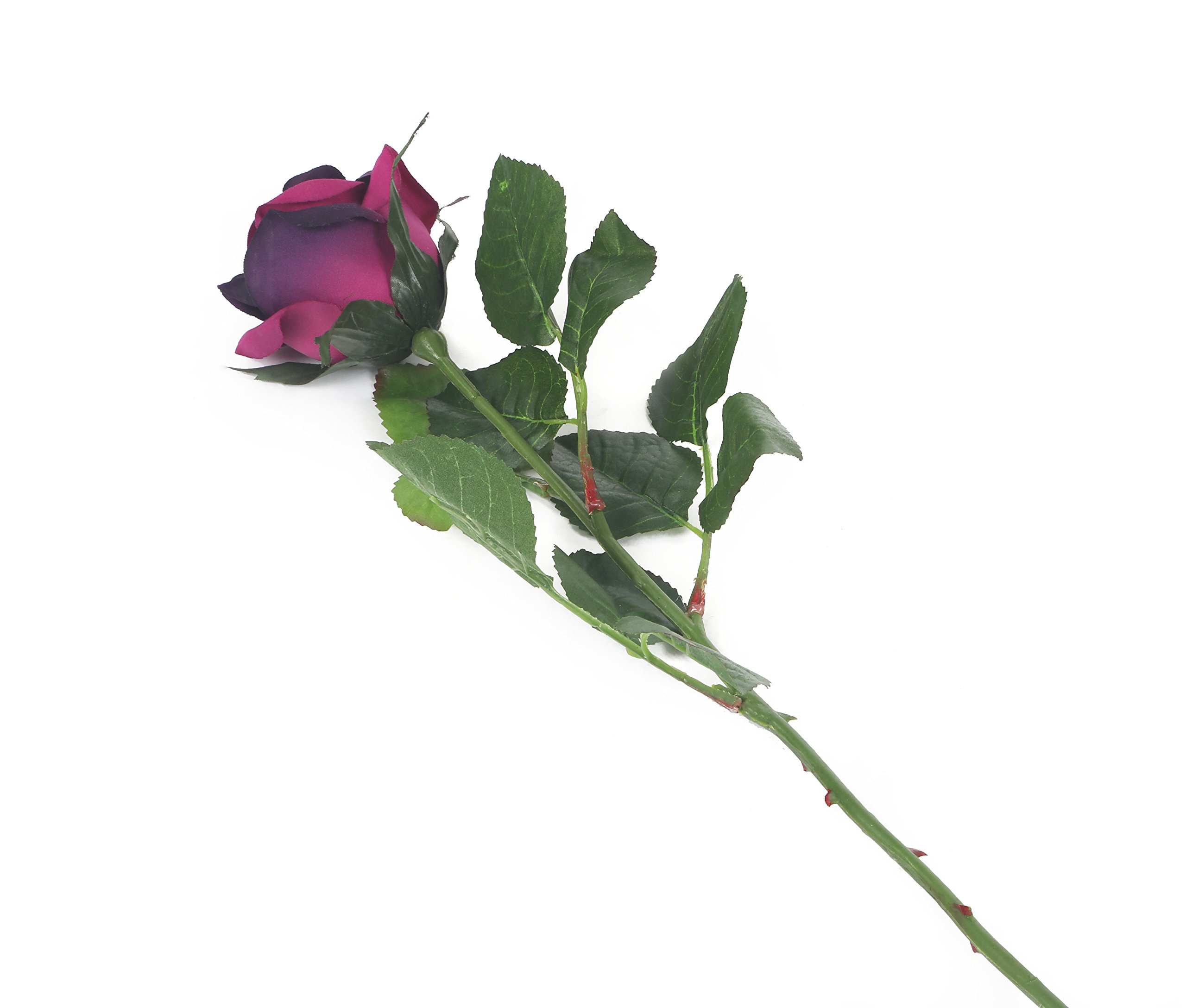 Floral Elegance Artificial 70cm Single Stem Half Open Purple Rose Flowers x 12