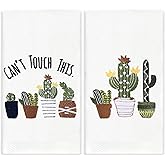 JarThenaAMCS 2Pcs Cactus Hand Towels Succulent Plant Embroidered Cotton Towels Botanical Dish Towels for Kitchen Bathroom Drying Cleaning Gift, 29.5 x 13.7 Inch
