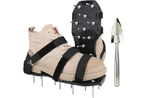 MILLUXXI Lawn Aerator Shoes with Hook & Loop Straps for Effectively Aerating Lawn Soil, One Size Fits All Free-Installation Heavy Duty Spiked Sandals Shoes for Yard Garden