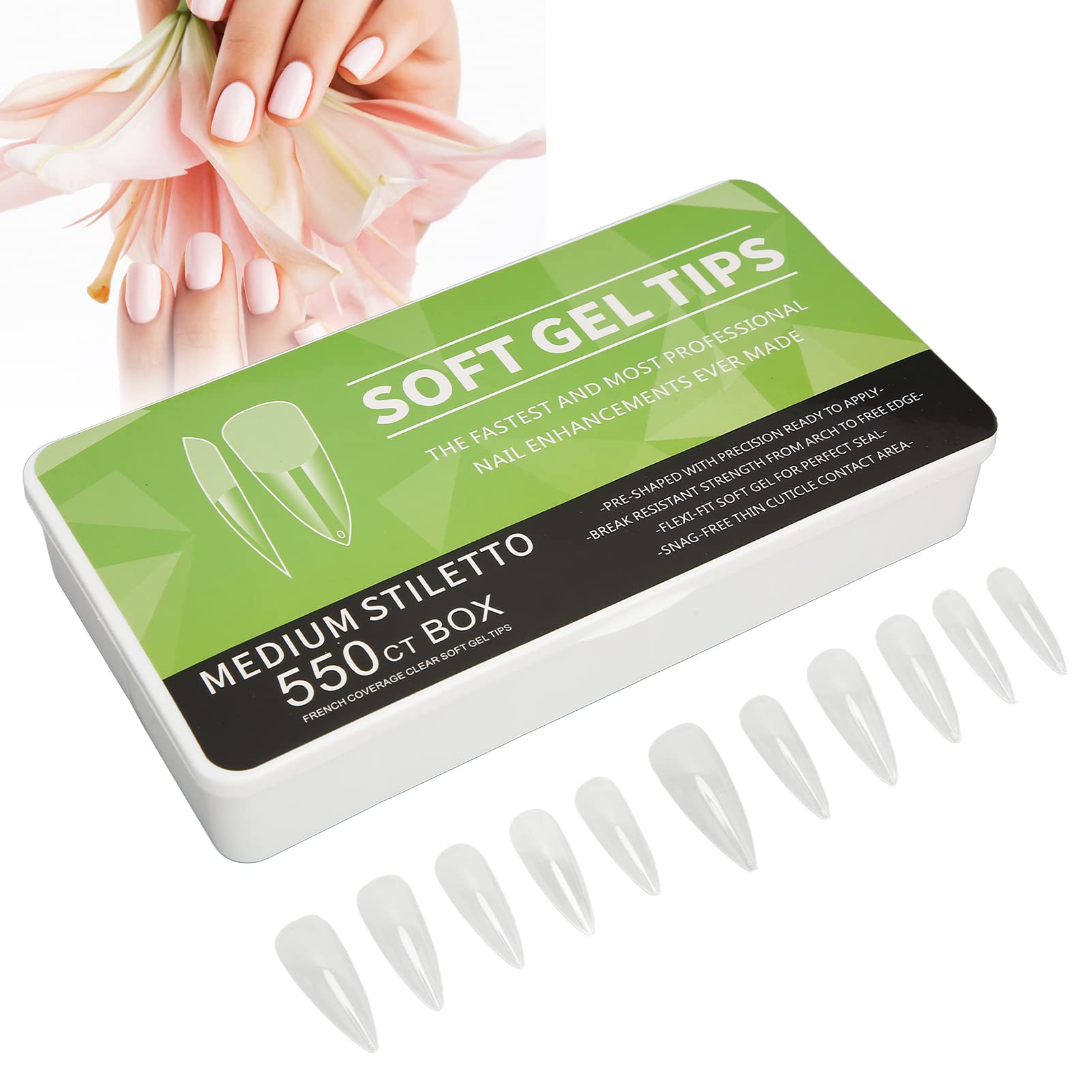 False Nails Ultra Thin Carve Free Grinding Half Clear Fake Nails, Clear Frosted Fake Nails, Ultra Half Frosted False Nails for Wedding Dating Party (Water Drop)