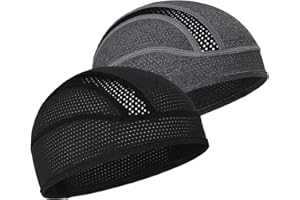 MELASA Skull Cap Helmet Liner Beanie, Cooling Mesh Cycling Running Hat for Men Women, Fits Under Helmets