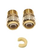 2Pcs EFIELD Push fit 1/2 Inch x 1/2 Male Adapter Fitting(PF021-2) | Push to Connect Pex Copper, CPVC with a Disconnect Clip