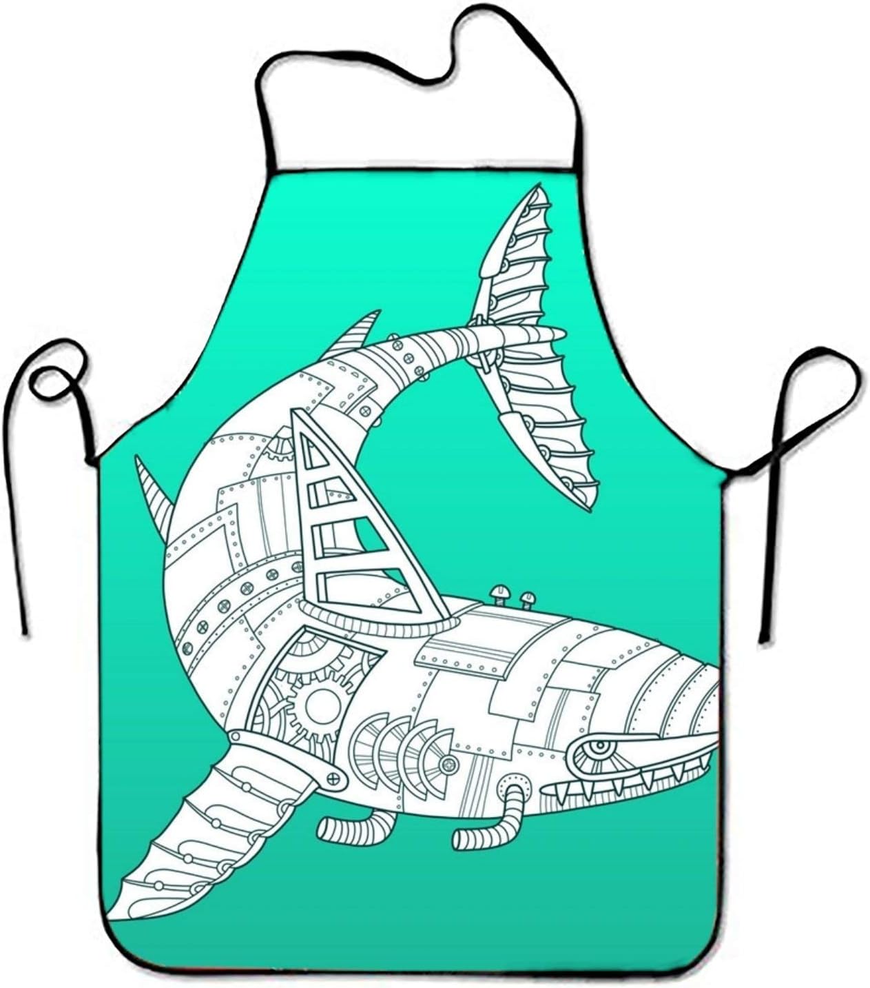 Llynice Aprons Shark Robot Waterproof Aprons with Kitchen Cooking and Bib BBQ Unisex Apron Durable Creative Pinafore