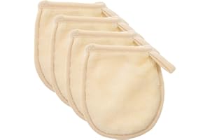 COOPHYA Facial Cleaning Gloves Fiber Face Skin Care Gloves 4pcs Makeup Removal White Washable with Simple