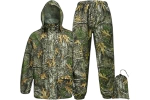 Tongcamo Rain Suits for Men Waterproof - Rain Jacket Pants Adults Rain Gear Lightweight Raincoat with Hood Hunting Camo
