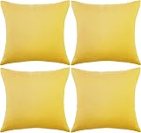 Boao 4 Pack 18x18 Outdoor Waterproof Pillow Covers Golden Yellow PU Coated