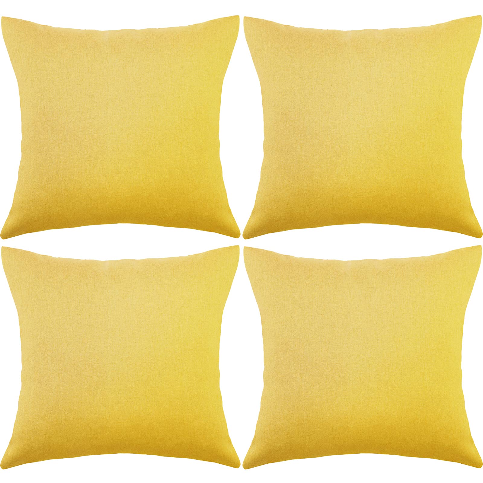 4 Pack Decorative Outdoor Waterproof Throw Pillow Covers, Square Patio Balcony Garden Waterproof Cushion Case, PU Coating Pillow Shell for Couch, Bed, Patio, Sofa, Tent,18 x 18 Inch (Golden Yellow)