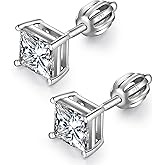 JiaYang Women Men Screw Back Stud Earrings Platinum Plated Sterling Silver Cubic Zirconia Stud Earrings Set 4 Millimeters-8 Millimeters Nickle Free Hypoallergenic Earring Studs