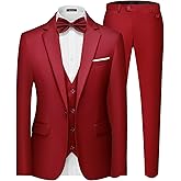 MAGE MALE Men's 3 Pieces Suit Elegant Solid One Button Slim Fit Single Breasted Party Blazer Vest Pants Set