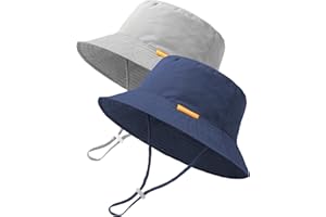 HONGTEYA Baby Sun Hat Kids Summer UPF 50+ Toddler Bucket Hat Wide Brim Adjustable Beach Hats for Boys Girls Age 0-6 Years