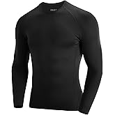 RIKUAOU Men's Long Sleeve Compression Shirt, Quick Dry Athletic Base Layer Top, Skins Fit Football Running Workout Undershirt