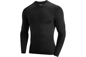RIKUAOU Long Sleeve Compression Shirts for Men, Athletic Quick Dry Undershirt, Workout Base Layer for Gym Running Football
