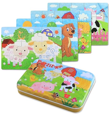 BBLIKE Kinderpuzzle, 64PCS Puzzle für Kinder, Vier schwierigkeitsgrade Lernspielzeug Spiel für Kinder 3 4 5 Jahren Alt (Schaf