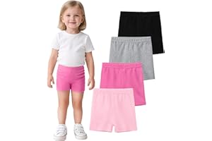 YERIOK 4 Pack Cotton Toddler Girls Shorts Cartwheel Bike Kids Biker Under Dress Dance Shorts Girls Clothes