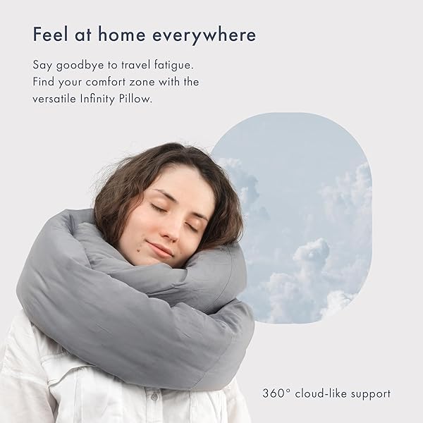 HUZI INFINITY PILLOW – HOME TRAVEL SOFT NECK SCARF SUPPORT SLEEP (GREY)
