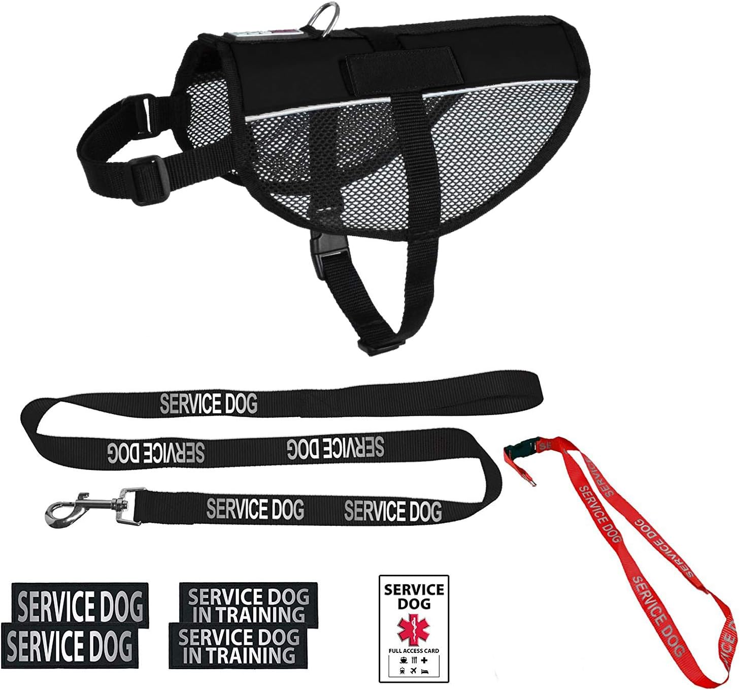 Dogline Service Dog Vest Harness Bundle Official Red