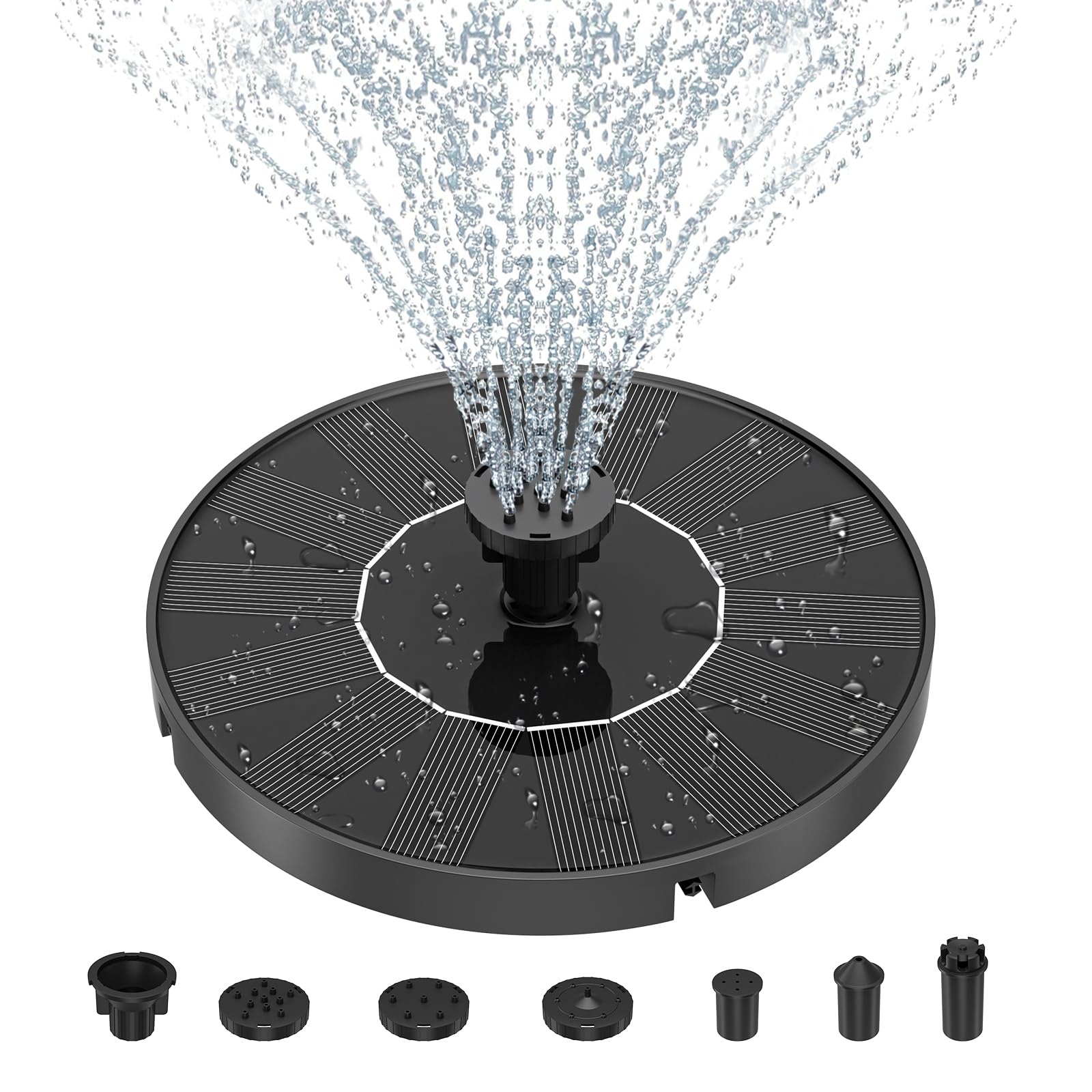 Solar Fountain Pump, 1.4W Circle Garden Solar Powered Water Pump Solar Panel Kit Water Pump for Pond, Fountain, BirdBath, Garden Decoration, Water Cycling, No Electricity Required