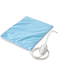 Sunbeam Electric Heating Pad with UltraHeat Technology, 3 Heat Settings, Machine-Washable Cover, 12" x 15", Light Blue