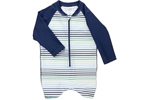 RUGGEDBUTTS Baby/Toddler Boy Swimsuit, One Piece Zipper Rash Guard Sunsuit with UPF 50+ Sun Protection