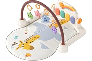 TUMAMA Baby Gym Activity Play Mat with Sounds,Lights and Music, Play Piano Gym,Early Development Light Up Playmat Toy Gift for Newborn Infants 0,3,6,9months (Giraffe)