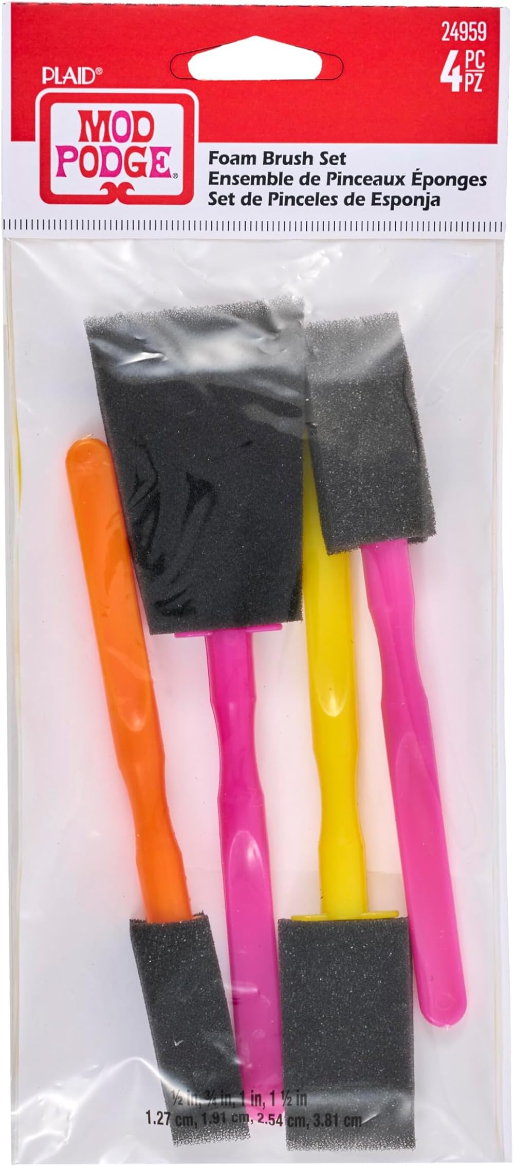 Mod Podge Foam Brush Set x4 Yellow Orange Pink Brand Mod Podge
