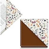 AFYEWKC Cute Leather Bookmarks, Fun Triangle Making Corner Bookmark, Book Accessories for Reading Book Lovers, Unbreakable Page Markers for Women Men Watercolor Boho Flowers