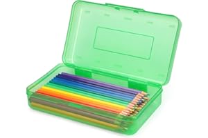 Tamaki 1 Pack Plastic Pencil Box Large Capacity Pencil Boxes Clear Boxes with Snap-tight Lid Stackable Design and Stylish Office Supplies Storage Organizer Box, Green