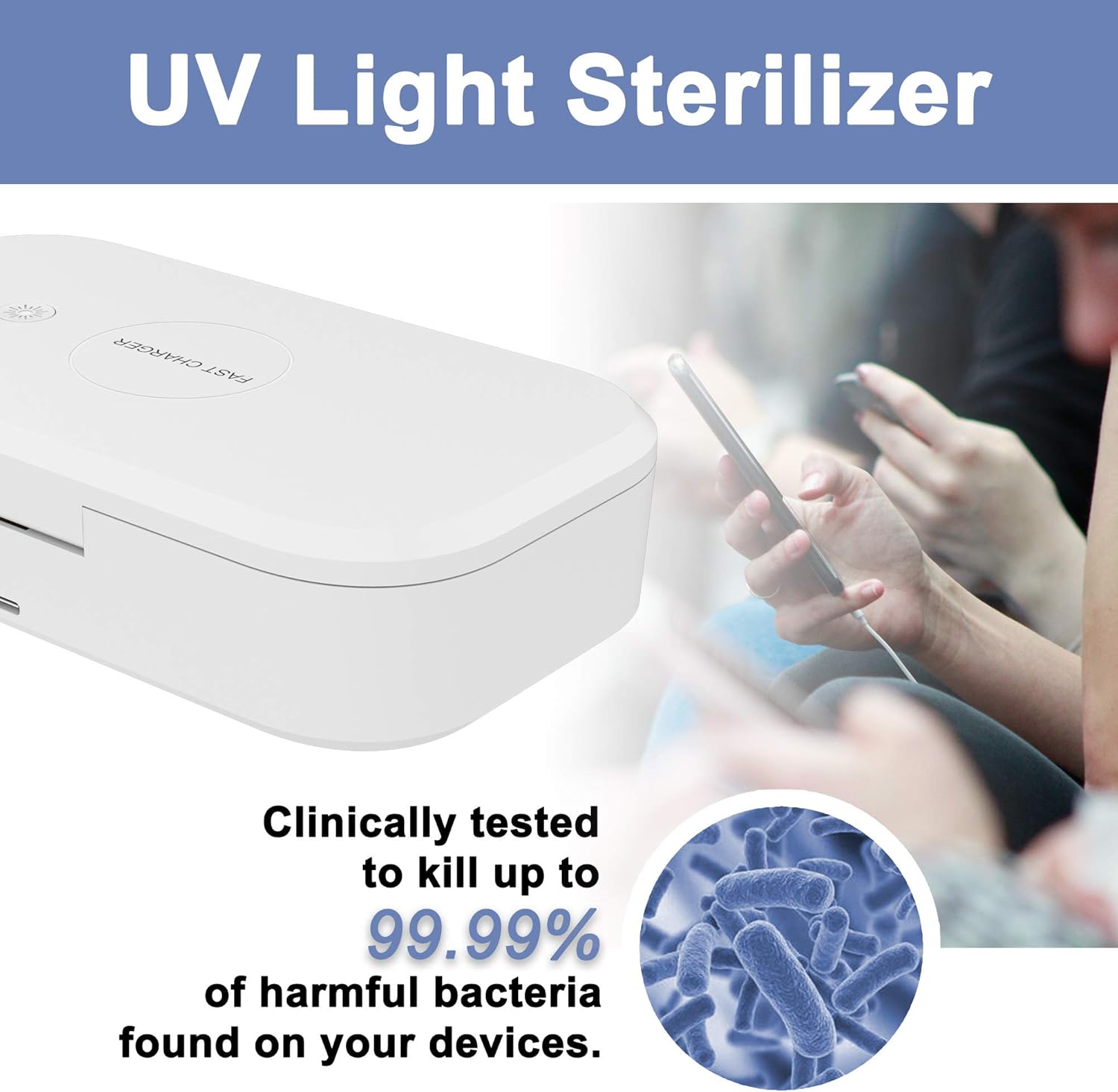 UV Phone Sanitizer Box Sterilizes with UVC Cleaning LED Bulbs Includes