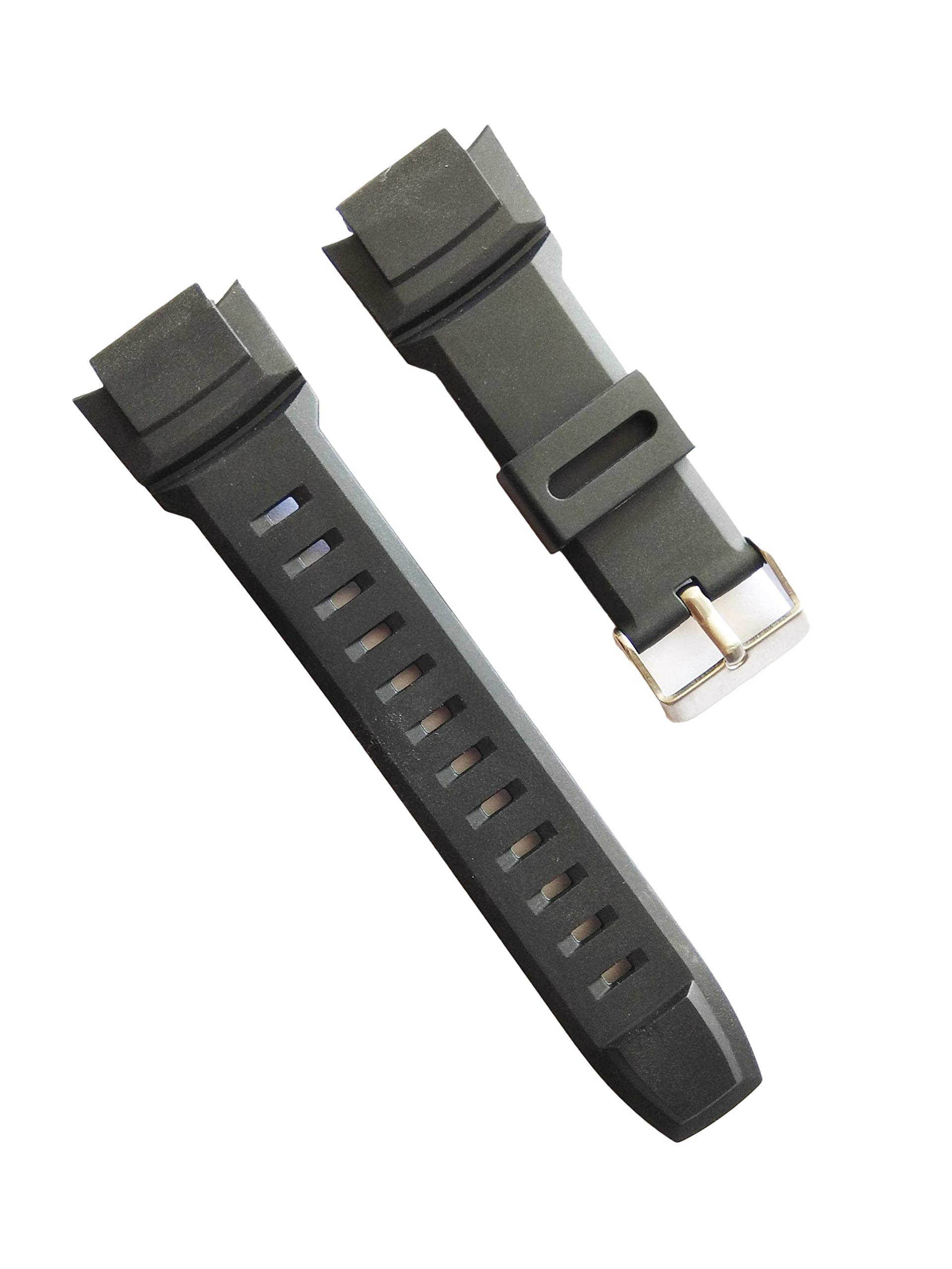 IndianTradition Replacement Watch Band Strap Fits Casio PRG-270-1 PRG-270-4 PRG270 PRG-270, Black, 16mm/25.5mm Width, Stainless Steel Buckle