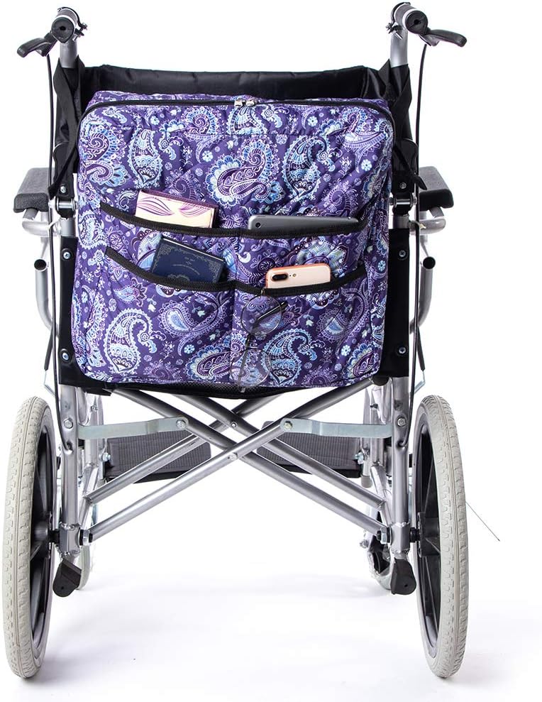 Walker Bag, Walker Accessories Basket, Large Capacity Tote Caddy Pouch Compatible with Walker,Wheelchair and Rollator,Folding Organizer Pouch for Elderly,SeniorsAnd Disabled (Purple Flower Print): Health & Personal Care