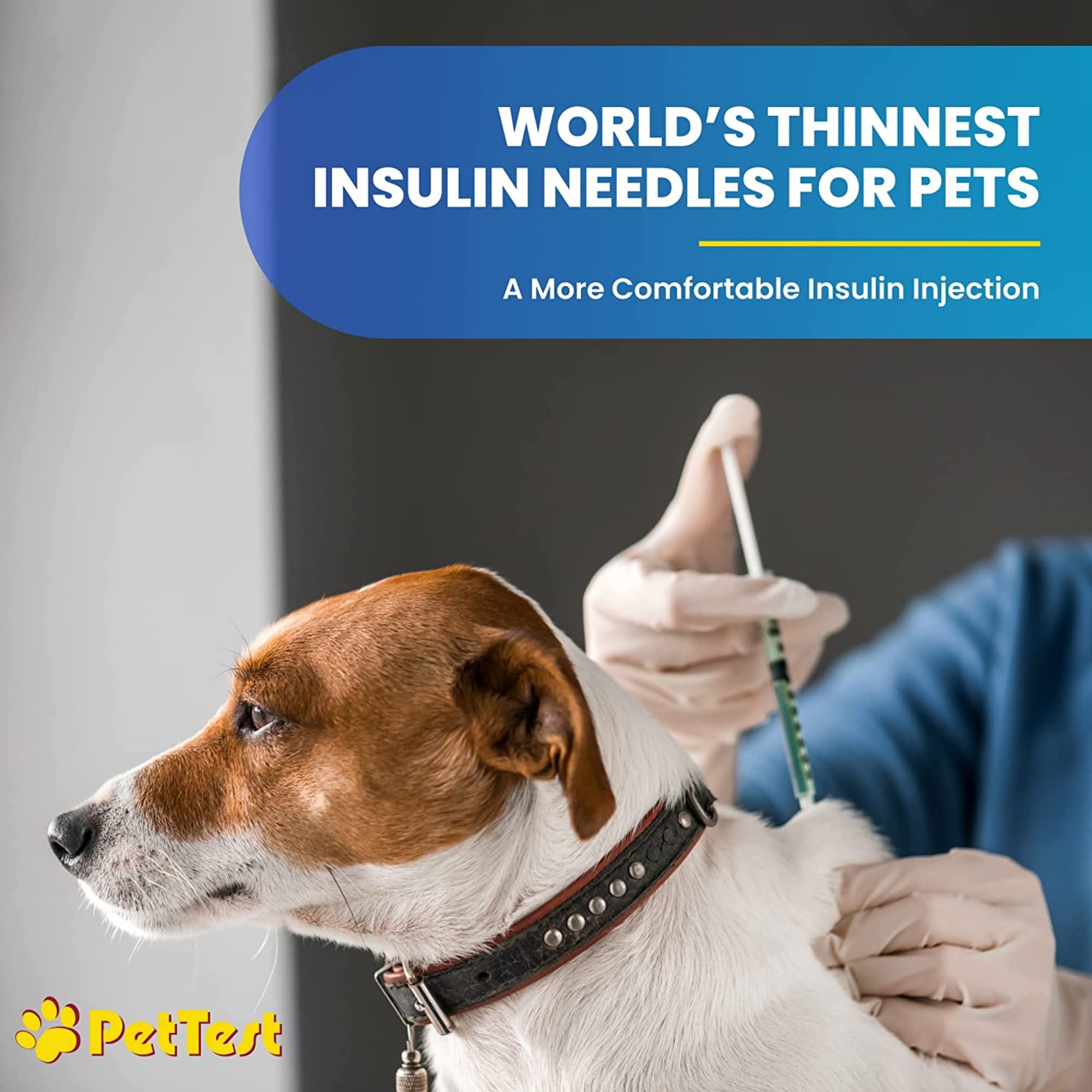 PetTest U-40 Pet Insulin Syringes 0.5CC 31G, 5/16 Inch Long Needles, Comfortable Thin 31 Gauge, For Cats and Dogs, Pets Diabetic Supplies, 100 Pack