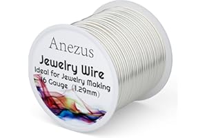 Anezus 16 Gauge Jewelry Wire, 11 Yards Craft Wire Tarnish Resistant Copper Wire for Jewelry Making, Wire Wrapping and Crafting(Silver)