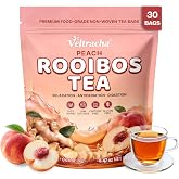 Veltracha Peach Rooibos Tea Bags, Herbal Ginger Tea, 30 Count | Caffeine-free rooibos tea with peach &amp; ginger, smooth herbal taste, 100% plant-based ingredients,30 bags, 8g each