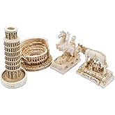 TAC IBEX Italian Rome Decorations Colosseum Leaning Tower of Pisa Rome Wolf Desktop Decor Ornament Gift Ancient Arena Amphitheatre Roman Tanks Building Sculpture Set of 4