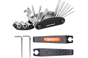 QKURT Bicycle Mechanic Repair Kit Set (Bike Tire Lever, Allen Keys, 16 in 1 Multi-Function Screwdriver Socket Wrench Kit,) Es