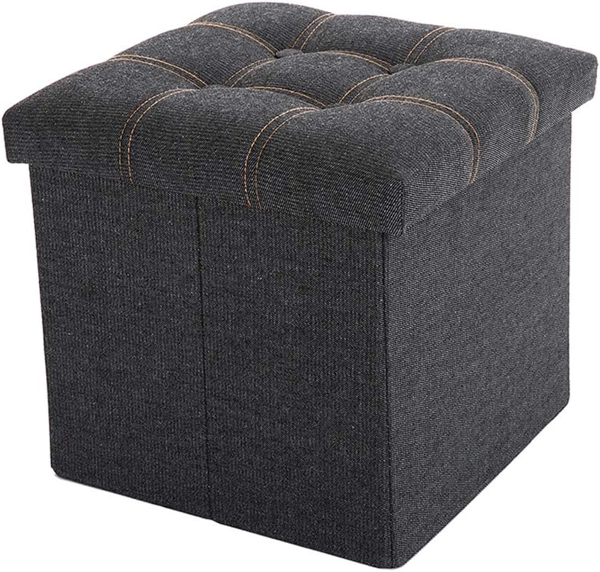 WALTSOM Folding Storage Ottoman, Cube Footrest Seat Stool