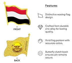 Yemen Flag Lapel Pin - Enamel Metal National Badge