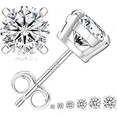 KRKC&CO Lab Grown Moissanite Earrings for Women, S925 Sterling Silver Stud Earrings, Mother's Day/Anniversary/Valentine's Day/Birthday/Wedding Gift, 4P, 1.0 Carats(0.5ct *2)，White Gold Plated