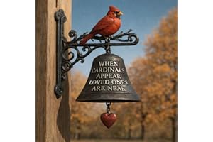 Cardinal Bird Door Bell, Cast Iron Wall Mounted Red Cardinal Bird Bells, Symbolizing that Love is Always There, Garden Decora