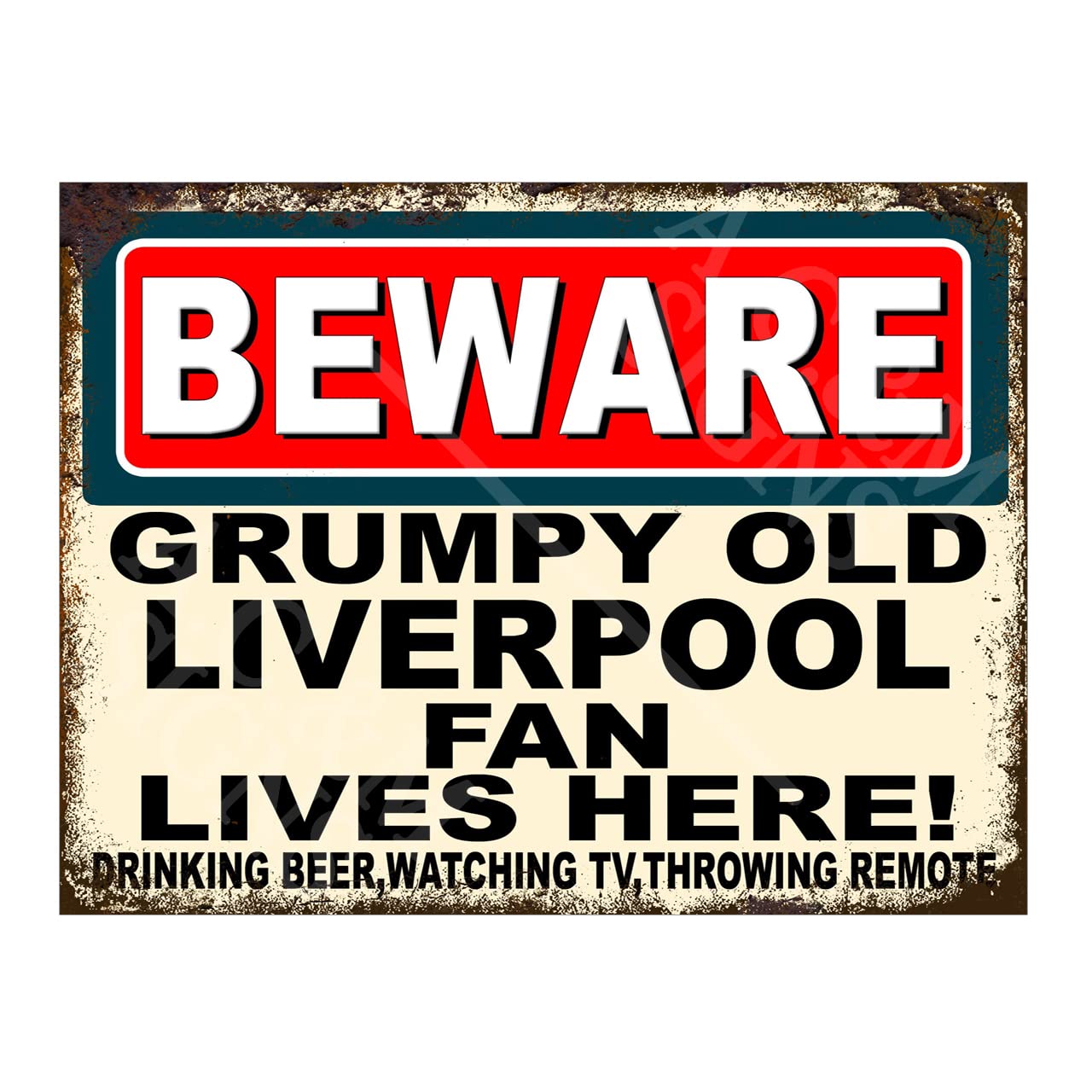 Metal Sign Plaque Print Poster Funny Beware Grumpy Old Liverpool Fan Lives Here Football Gift Dad Man Cave Shed Home Bar Ref4804 (10x8 inches (Approx) 25cmx20cm)