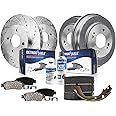 Detroit Axle - 1.7L Brake Kit for 2001-2005 Honda Civic 2002 2003 2004 Front Drilled and Slotted Brake Rotors Ceramic Brakes Pads Replacement Rear Brake Drums Semi-Metallic Brakes Shoes